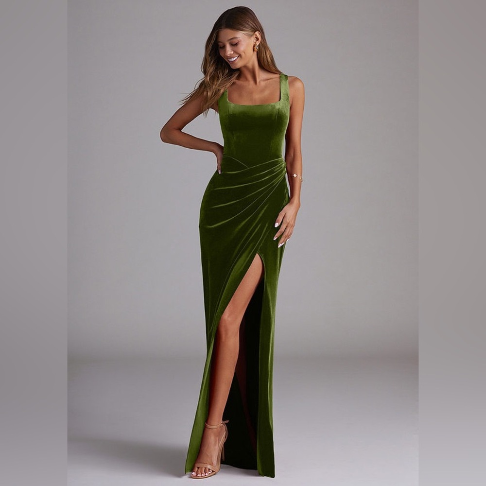 Azazie Mero In Olive Green